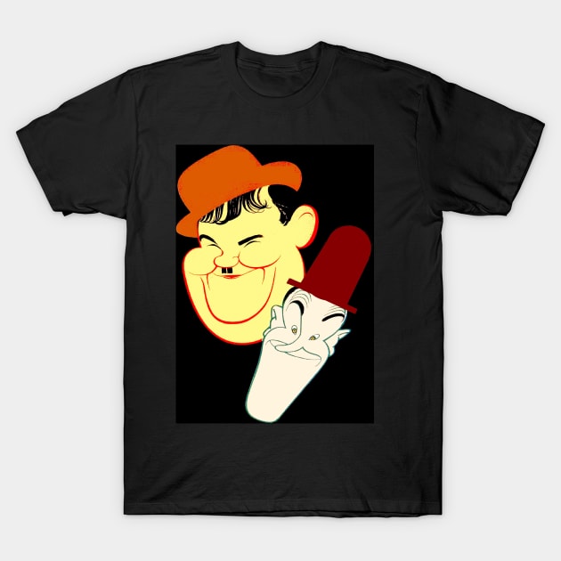 Laurel and Hardy Vintage Comic Caricature Print T-Shirt by posterbobs